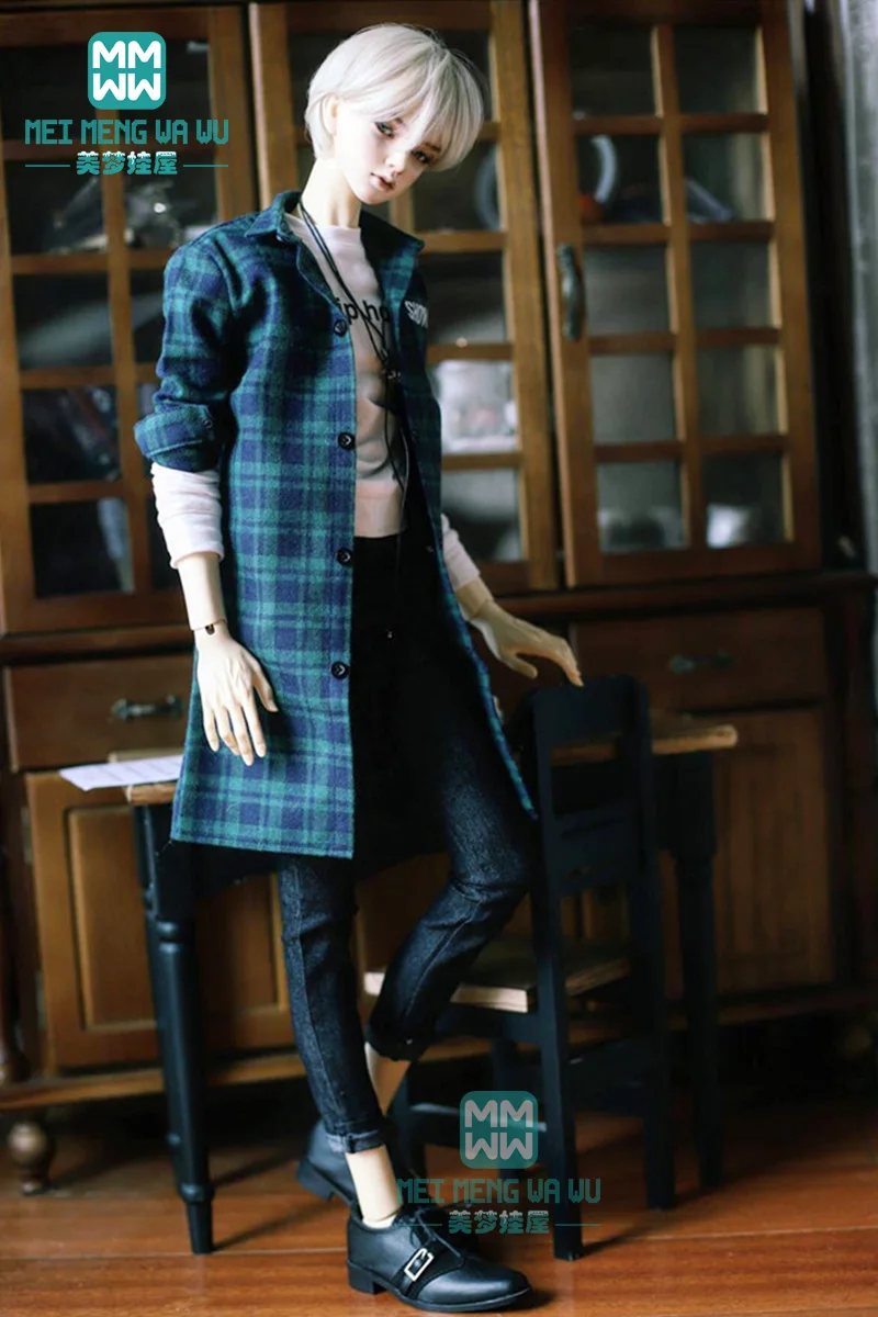 Одежда для куклы BJD подходящая дяди модная дикая зеленая клетчатая рубашка