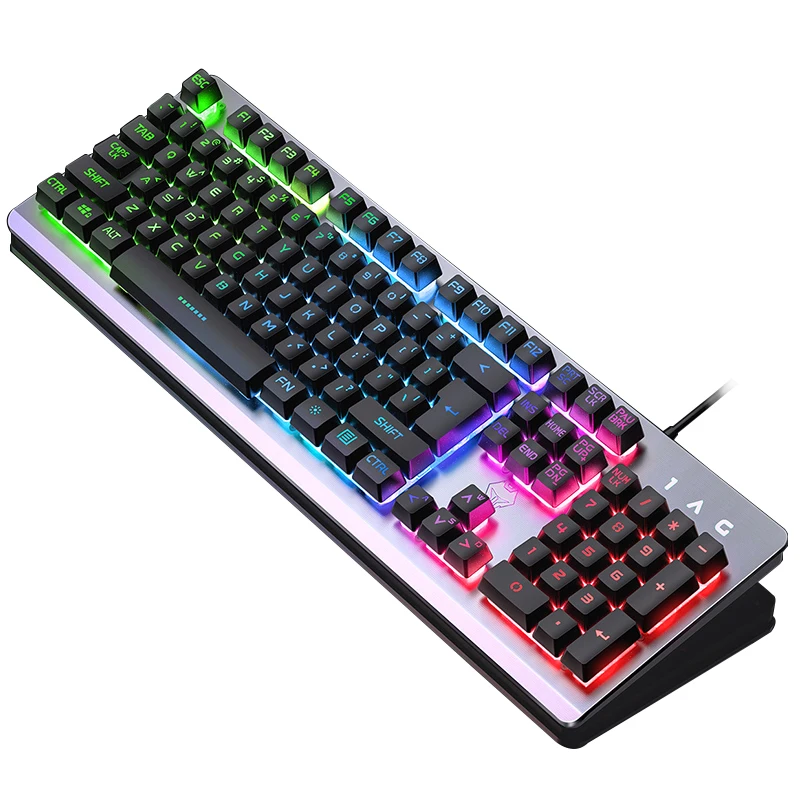 Игровая клавиатура 104 с RGB подсветкой, водонепроницаемая Бесшумная клавиатура для компьютера, геймера, USB Проводная клавиатура для ноутбука