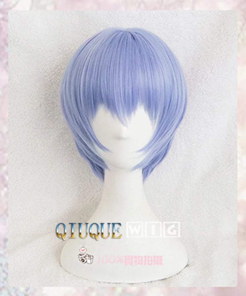 

EVA Ayanami Rei Wigs Short Light Blue Heat Resistant Synthetic Hair Perucas Cosplay Wig + Wig Cap