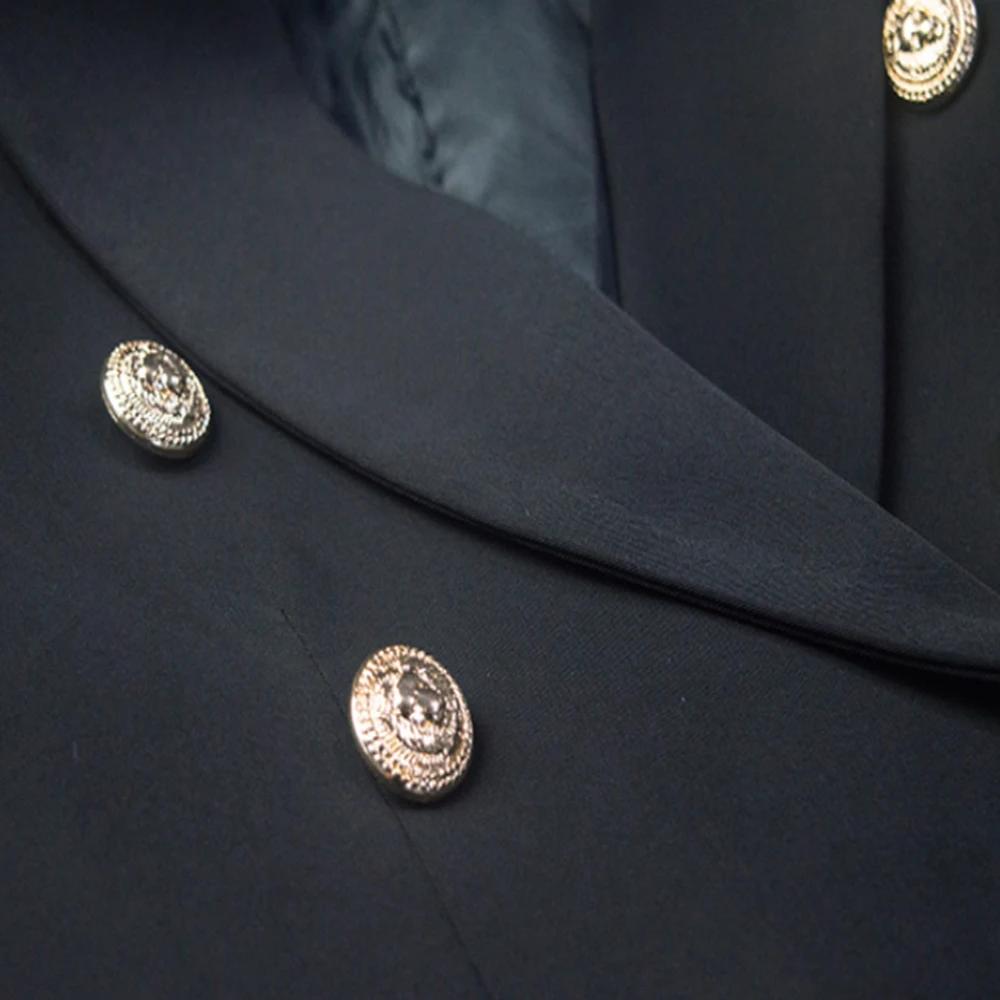 Женский двубортный Блейзер черный приталенный пиджак с длинным рукавом верхняя