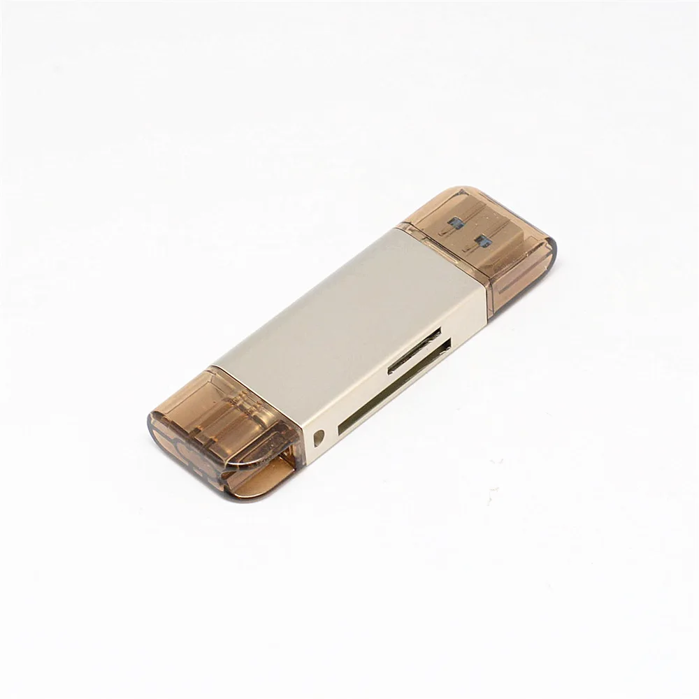 Gold USB 3,0+ type-C+ Micro USB кард-ридер SD TF карта OTG адаптер мобильный телефон USB C кард-ридер для телефона компьютер - Цвет: Gold