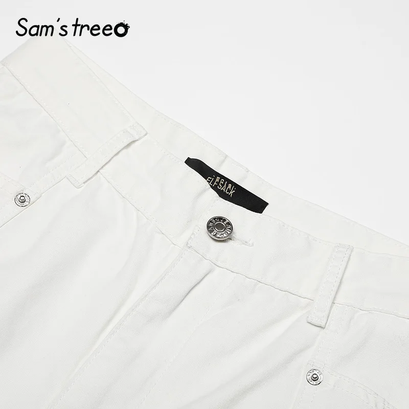 Samstree, хлопковые неоновые зеленые повседневные женские брюки, мода, летние брюки карго со средней талией, офисные женские белые брюки