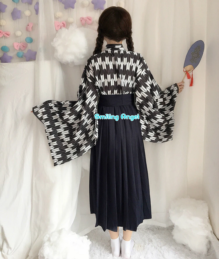 Черное японское кимоно юбка для девочек аниме косплей джиу джитсу игра костюм