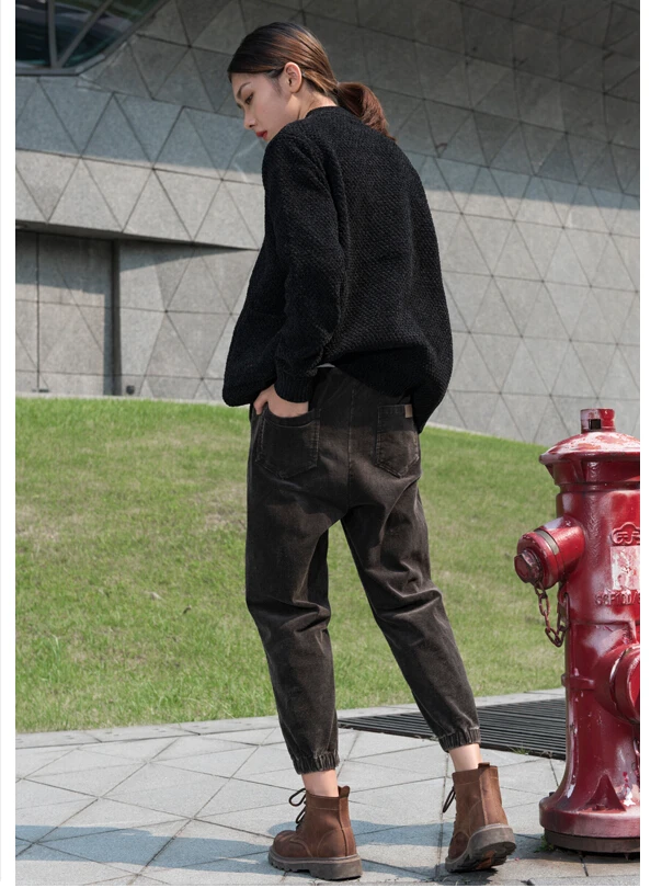 Осенние женские вельветовые штаны Pantalon Mujer, штаны-шаровары с эластичной талией размера плюс S-2XL, повседневные штаны, свободные штаны