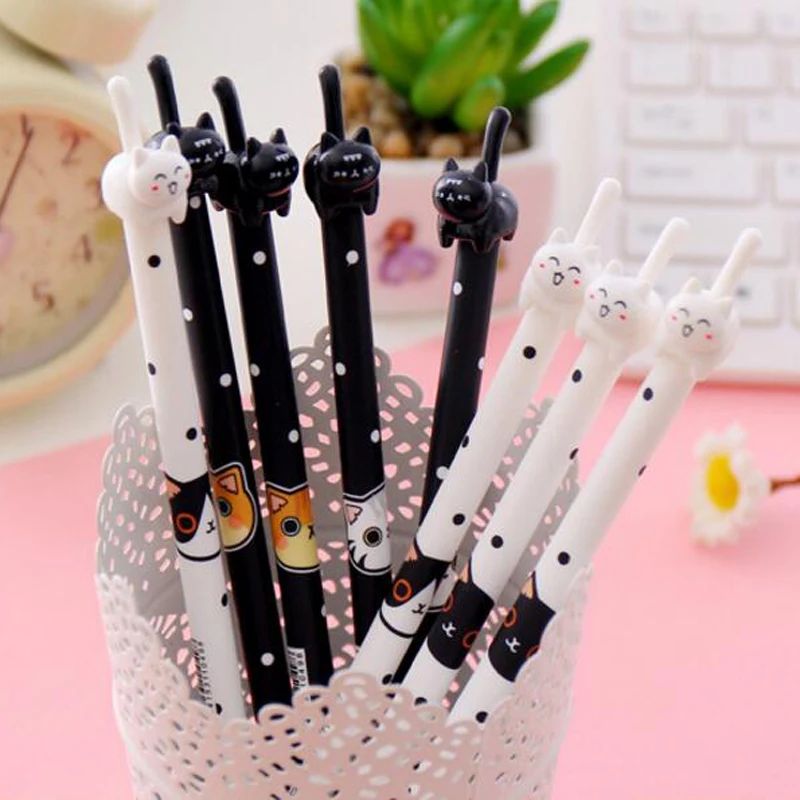 20 шт. гелевая ручка в форме кошки креативная мультяшная авторучка для подписи