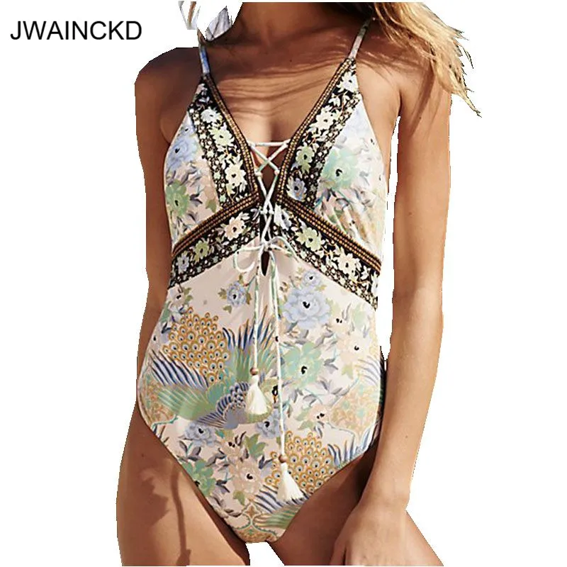 

JWAINCKD 2019 Sexy One Piece Swimsuit Female Swimwear Women Bather Solid Thong Backless Monokini Beach Wear Strappy Bathing Suit