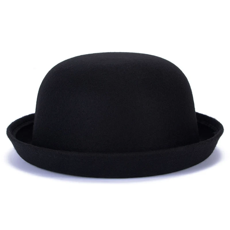 

HT1206 Spring Autumn Women Fedora Hat Classic Wool Felt Cap Chapeau Imitation Wool Cap Women's Hats Cute Solid Black Bowler Hats