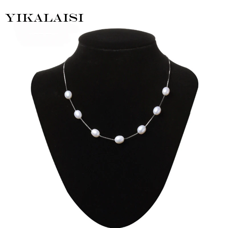 Чокер женский из серебра 2017 пробы с натуральным пресноводным жемчугом 8 9 мм|jewelry