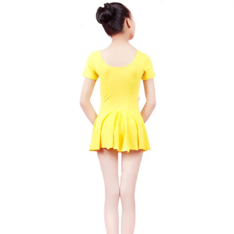 

Hot Sale Kid Girls Short Sleeve Leotard Gymnastics Cotton Ballet Dance Dress Dancewear F2
