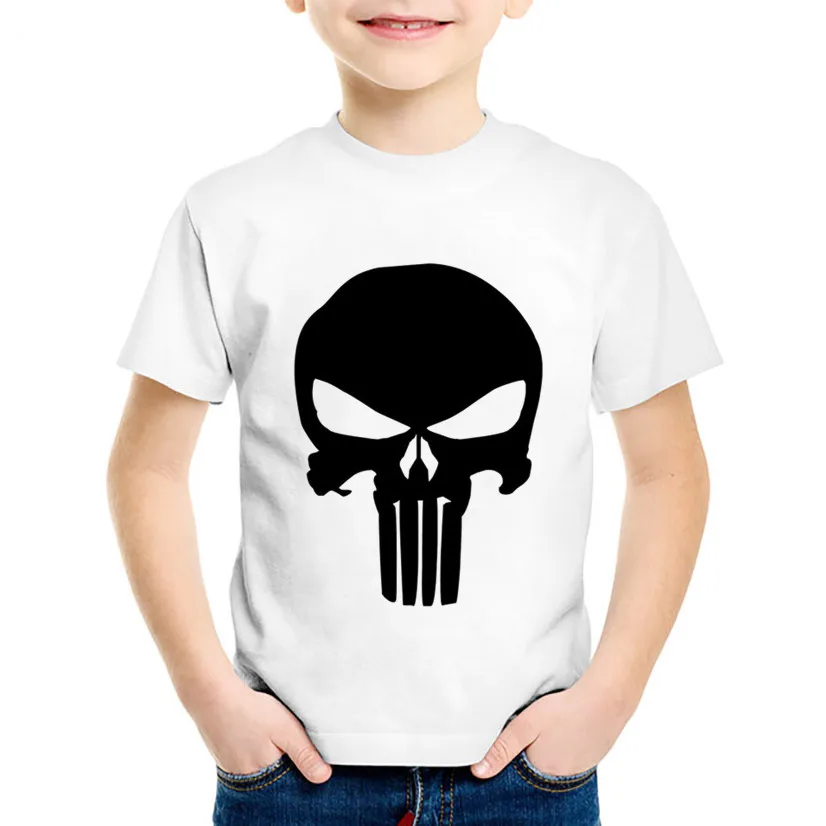 Fashion Print Punisher Skull Children T-shirts Kids Cool Summer Short Sleeve Tees Boys/Girls Casual Tops Baby Clothes HKP5022 | Детская