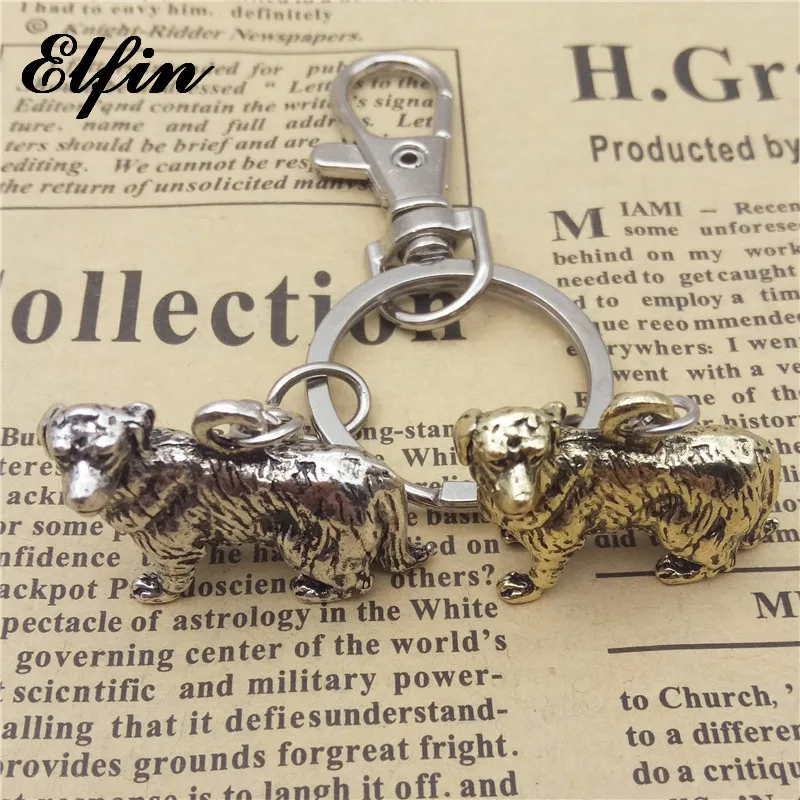 

Elfin New 3D Vintage Retro Golden Retriever Dog Keychains Trendy Women Men Golden Retriever Key Chains Keyrings Pet Jewellery
