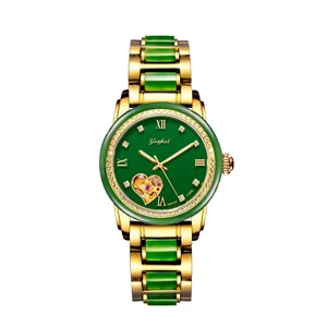 NEW Couple Watches Woman Watches jade business Men's watches Jade mechanical hollow Top luxury personality creative Female Clock - Цвет: Ms
