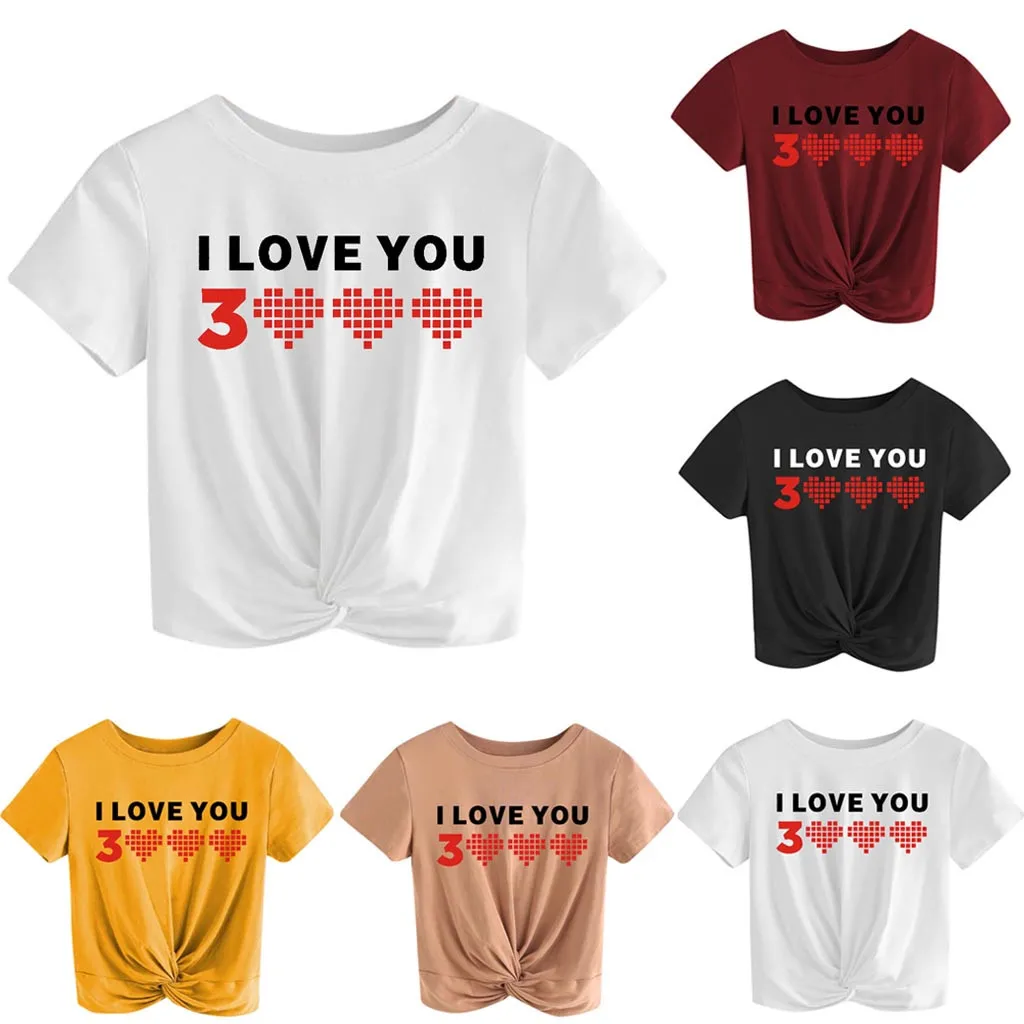 Женская футболка с коротким рукавом Повседневная принтом I Love You 3000 лето