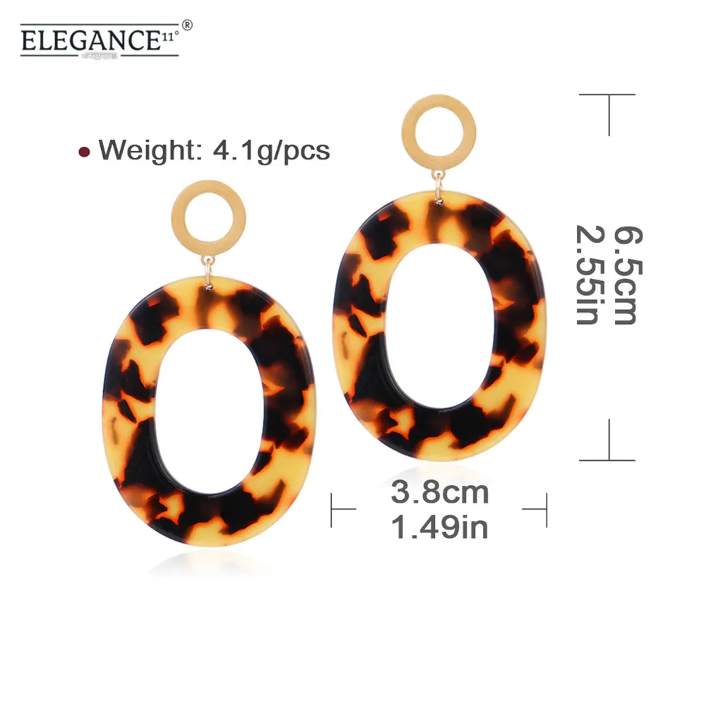 

Elegance Geometric Stud Earring Acrylic Striped Golden Circle Studs Earring Acetic Acid Pendant Statement Jewelry Leopard