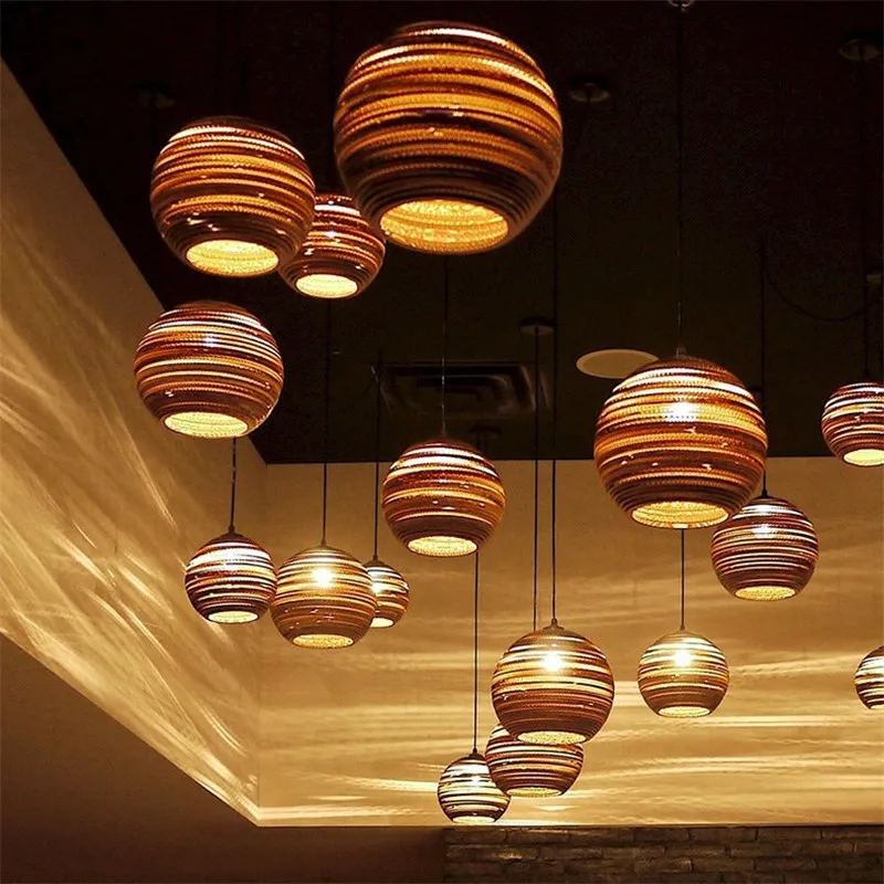

modern wood Paper honeycomb pendant lights carton Bird Cage E27 banboo pendant lamp for living room restaurant cafe shop