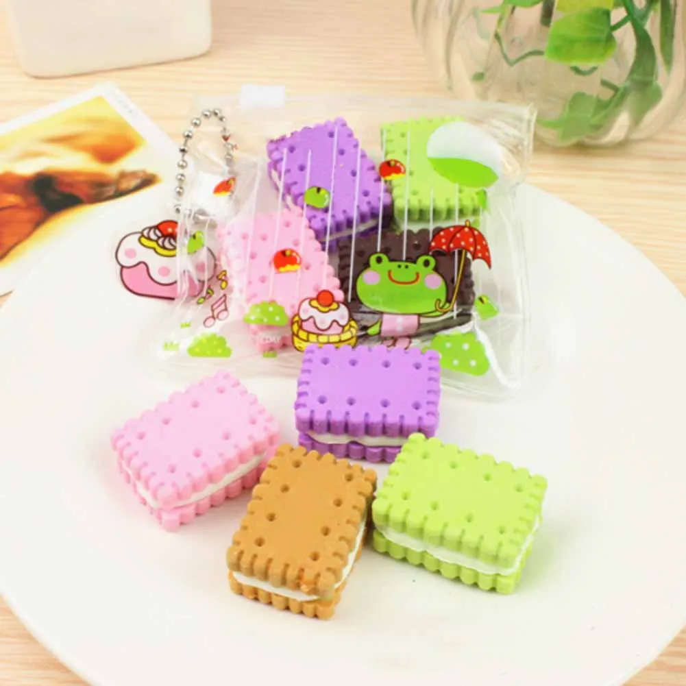 Новый 4 шт Мини милый печенье резиновый карандаш ластик для детских канцелярских