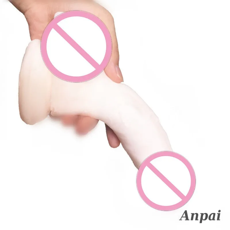 Белый супер мягкий фаллоимитатор с присоской большой реалистичный пенис гибкий