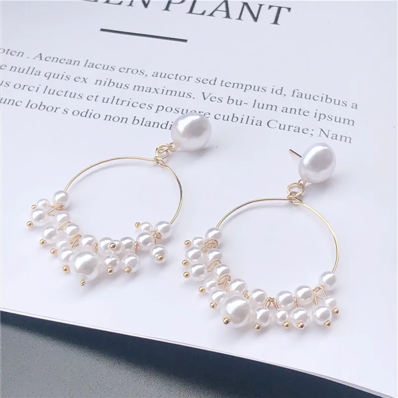 Новинка женские длинные висячие серьги подвески с жемчугом и цветком модные 2019