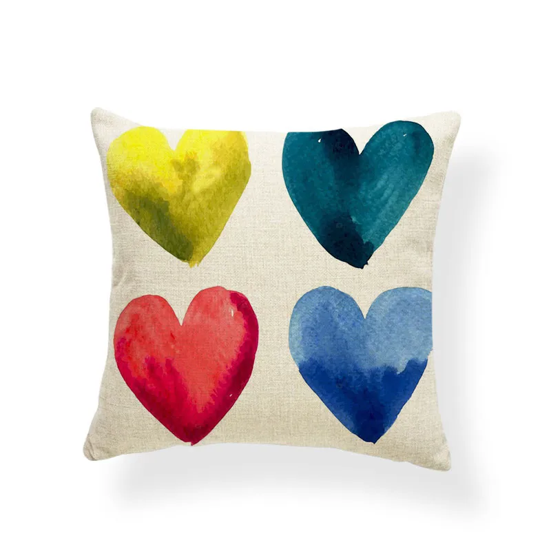 Whale Cushions Watercolor Ocean Zebra Geometry Diamond Heart Pillow Cushion For Sofa With Cover 43X43 Linen Blend Relax | Дом и сад