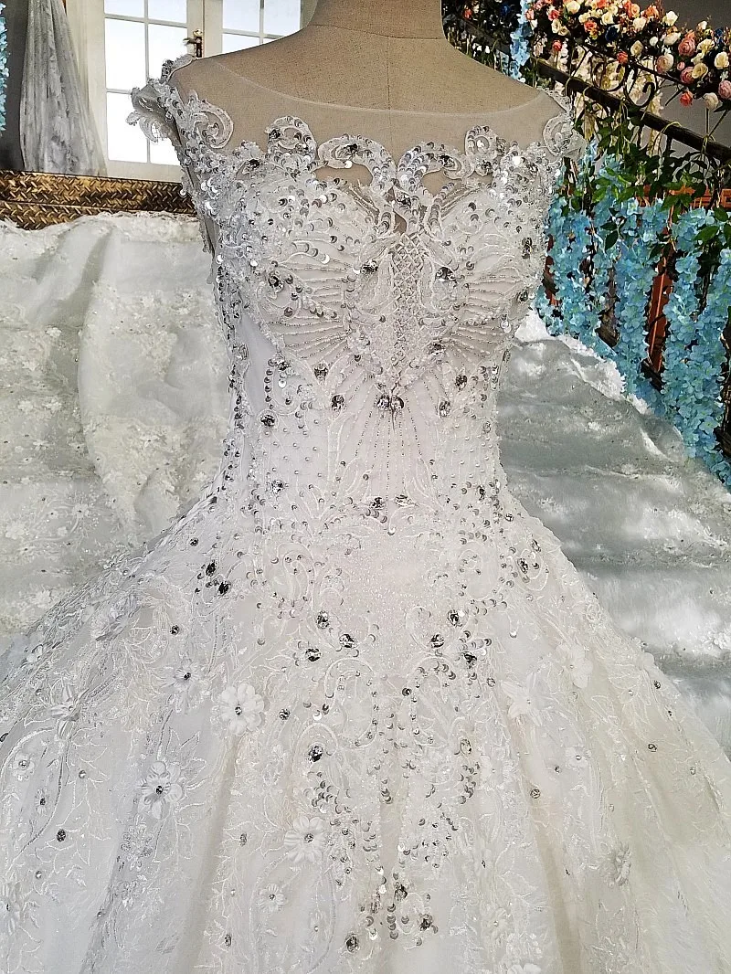 LS00158 vestido de noiva смотреть сквозь спину аппликация колпачки втулки кружева бальное