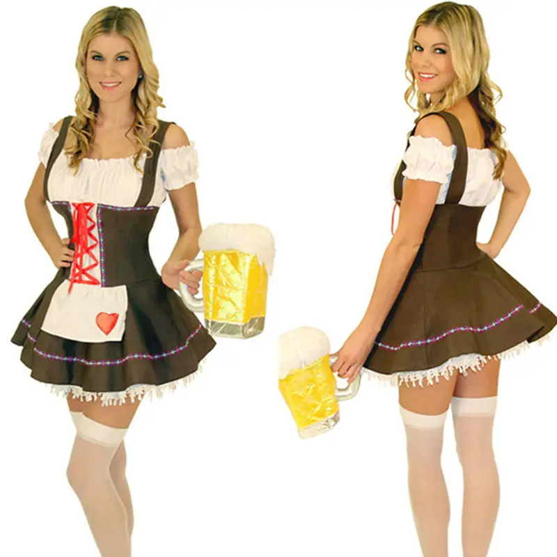 New Fashion High Quality Sexy Adult Halloween Oktoberfest German Beer Girl Maiden Bind Costume Wench Fancy Dress |