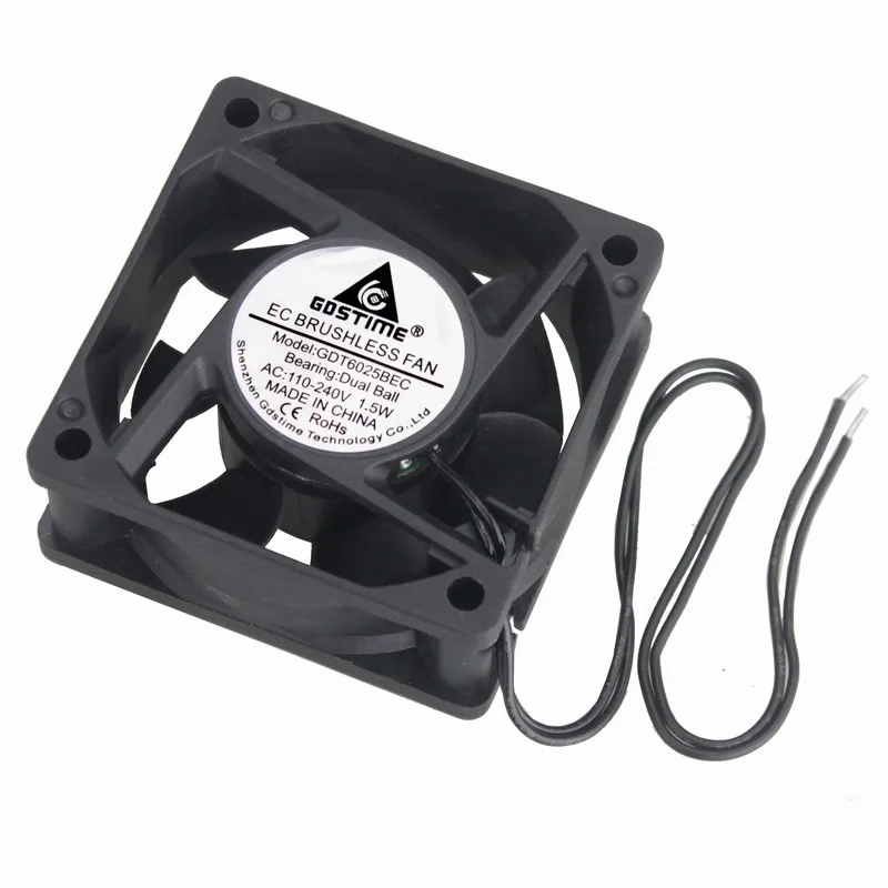 20 шт. Gdstime AC 110 в 120 в 135 в 220 в 240 в 60 мм x 25 мм EC Бесщеточный Охлаждающий вентилятор 6 см DC Охладитель Двигателя 6025B 2-провод без вилки