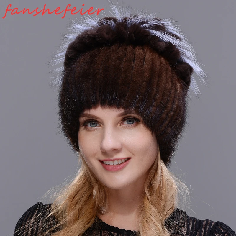 FANSHEFEIER русская Новинка, женская меховая шапка, женская зимняя Лыжная шапка, теплые наушники из меха норки и лисы, шапка ручной работы - Цвет: colour02