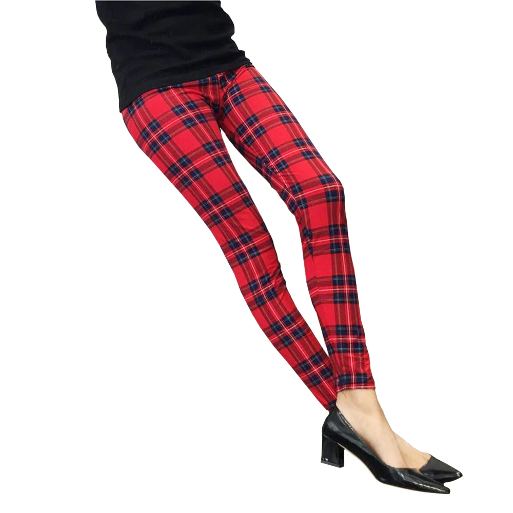 Женские леггинсы с цветочным принтом HSA узкие легинсы в клетку недорогие