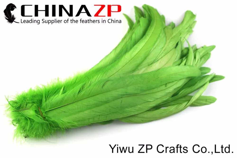 CHINAZP Factory 200 шт./лот от 25 до 30 см в длину окрашенное лаймовое зеленое перо гризли