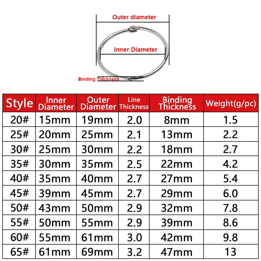 

10pcs/lot Metal Loose Leaf Book Binder Hinged Hoop Rings Keychain Circle DIY Album Scrapbook Notebook Calendar Hinged Rings