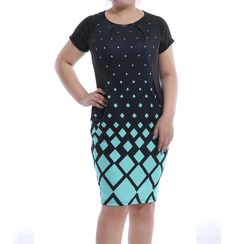 Модное офисное женское платье с принтом большой размер 2019 женская одежда 5XL 6XL