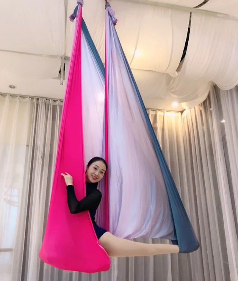 

Aerial Yoga Hammock 5M Discolor Elasticity Swing Multifunction Anti-gravity yoga training Belts