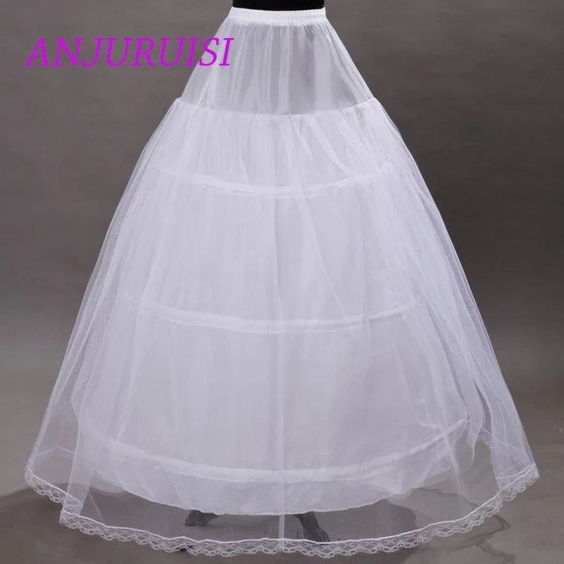 

ANJURUISI Wholesale Cheap 2 layer 3 Hoop Elastic Waist Bridal Gown Drawstring Dress Petticoat Underskirt Crinoline Wedding Dress