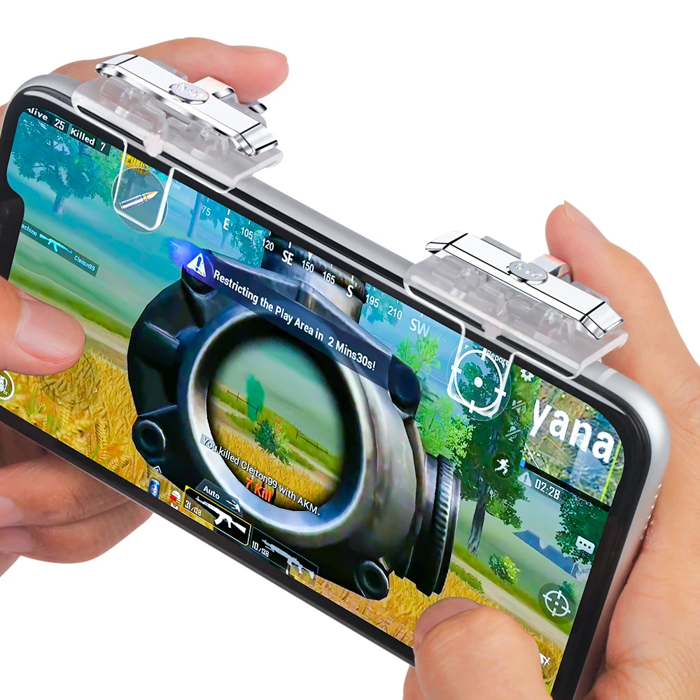 Transparent Essager Gamepad Joystick for PUBG Mobile Joypad Trigger Fire Button Aim L1 R1 Key L1R1 Shooter Controller Game Pad for Android - Цвет: Transparent