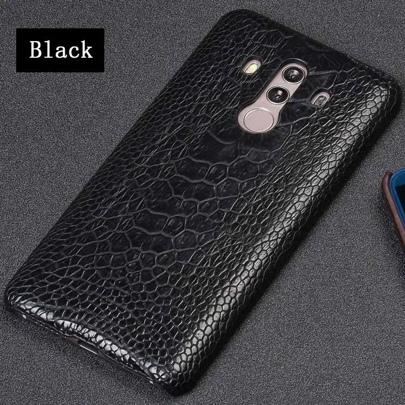 Роскошный кожаный чехол для телефона huawei P10 P20 Lite P10 P20 P30 Pro чехол из натуральной кожи страуса для mate 10 lite P smart чехол - Цвет: 01-Black