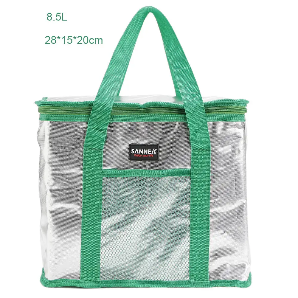 8.5L Green SANNE, алюминиевая фольга, термальная, для женщин, карамельный цвет, кулер, сумки для льда, изолированная, сумка-холодильник для детей, студентов, еды, пикника, сумка-холодильник CL504 - Цвет: 8.5L Green