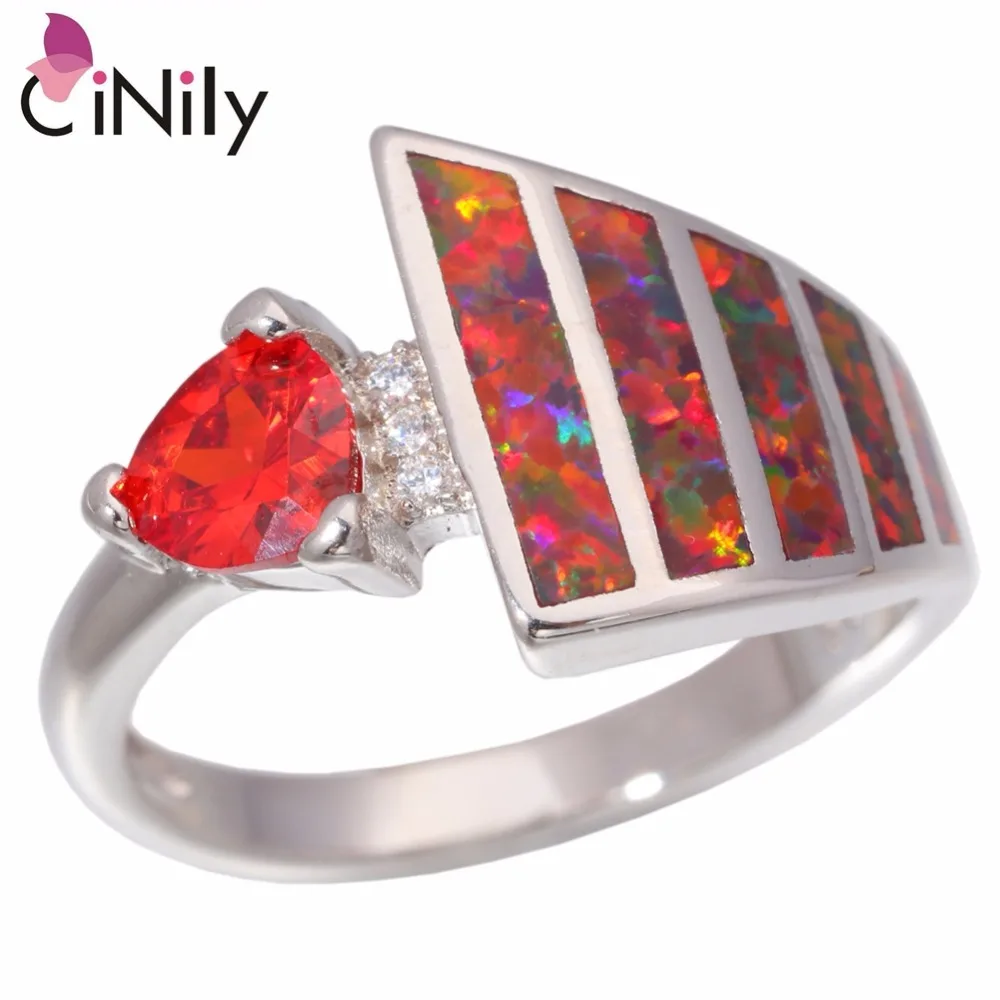 

CiNily Created Orange Fire Opal Orange Garnet Cubic Zirconia Silver Plated Wholesale For Women Jewelry Ring Size 6-9 OJ9224