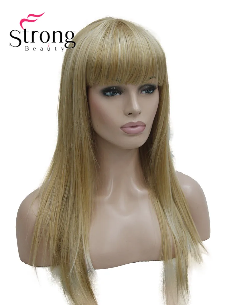 StrongBeauty длинный прямой пепельный блонд со светлыми блондинами синтетический