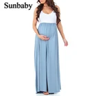 Новые женские платья ярких цветов, длинное платье до щиколотки, Пляжная повседневная одежда для беременных женщин