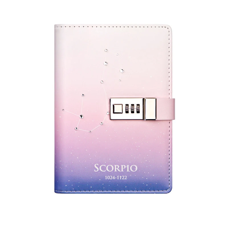 P-Scorpio Kawaii B6 блокнот набор ПУ креативный милый Созвездие планировщик разделители кодовый замок записные книжки личный журнал дневник - Цвет: P-Scorpio