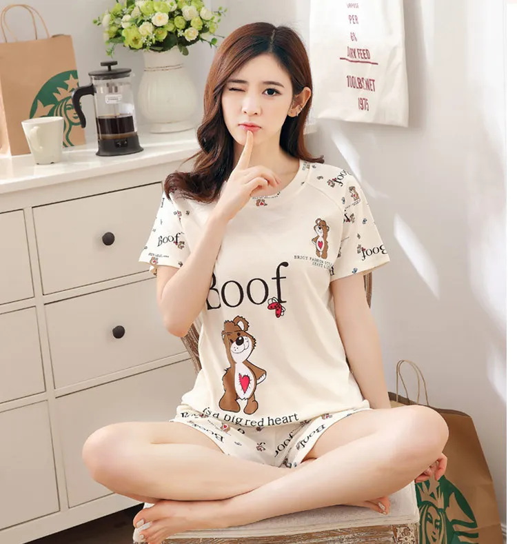 Женские пижамные комплекты рубашка с коротким рукавом и шорты поясом пижамный