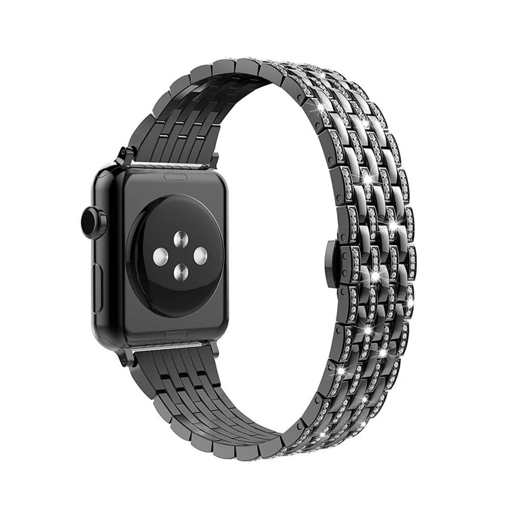 Роскошные часы из нержавеющей стали ремешок для apple watch 42 мм/38/44/40 мм iwatch 1/2/3/4 часов