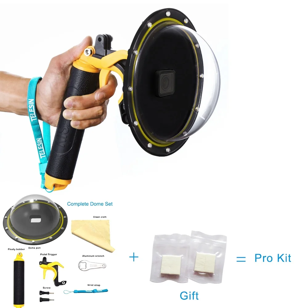 Купольный порт TELESIN GoPro для Hero 7 6 5, подводная фотография, прозрачный корпус чехол + плавающий триггер для Gopro7 6 5, аксессуары Купольный порт TELESIN GoPro для Hero 7 6 5, подводная фотография, прозрачный корпус чехол + плавающий триггер для Gopro7 6 5, аксессуары