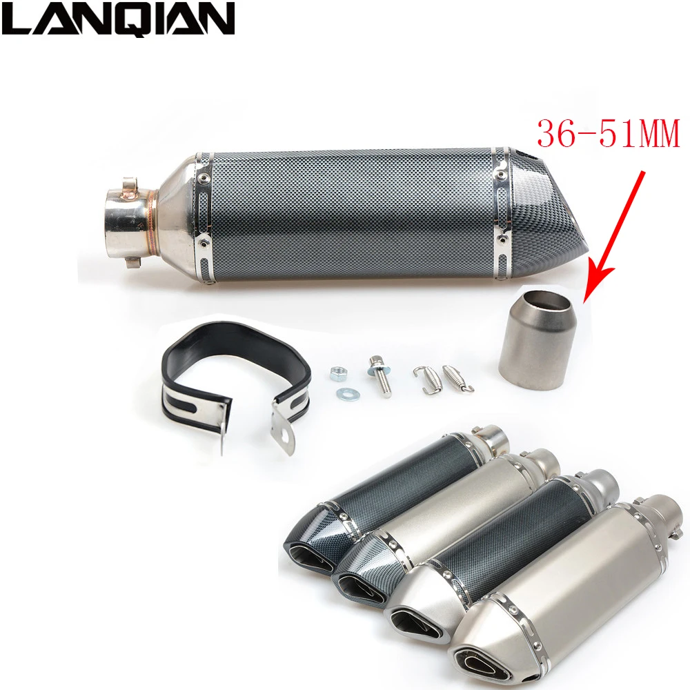 

60mm Two Size Inlet Carbon Fiber Motorcycle Exhaust Tip/Muffler Stainless Steel Exhaust Pipe For Yamaha Honda