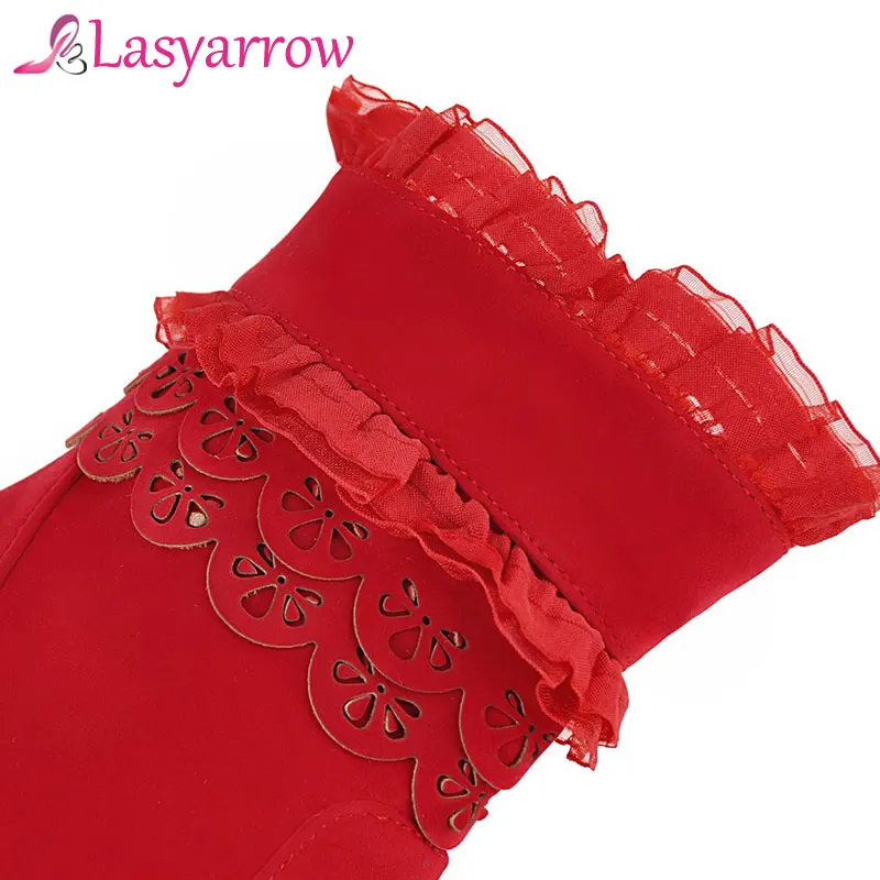 Женские ботильоны на платформе Lasyarrow черные или красные толстом высоком каблуке