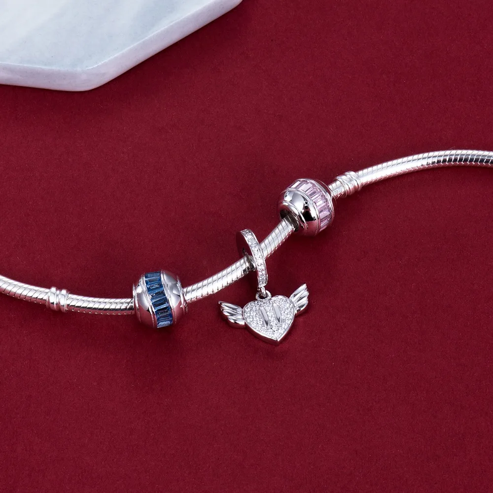 Окруженный драгоценными камнями серебряные бусины 925 пробы Подвески подходят