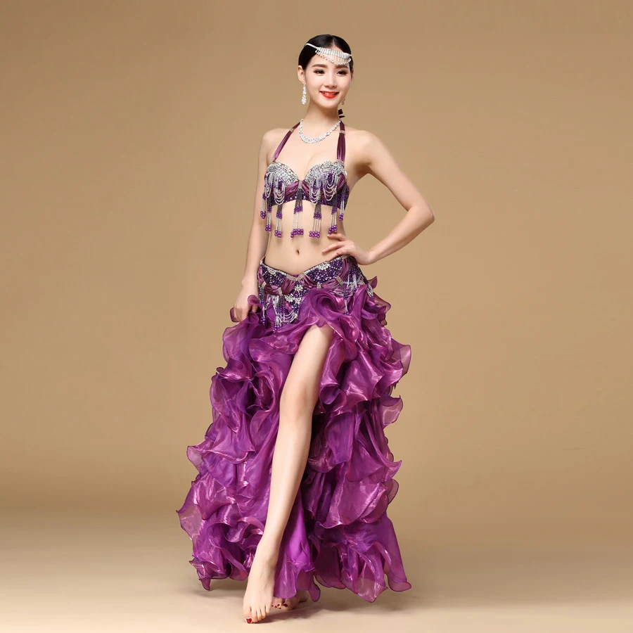 Женский костюм для танца живота комплект из 3 предметов одежда восточных танцев с