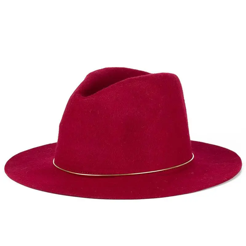 Новая мода женская шляпа федора светлый цвет 100% шерсть широкополая шляпы для