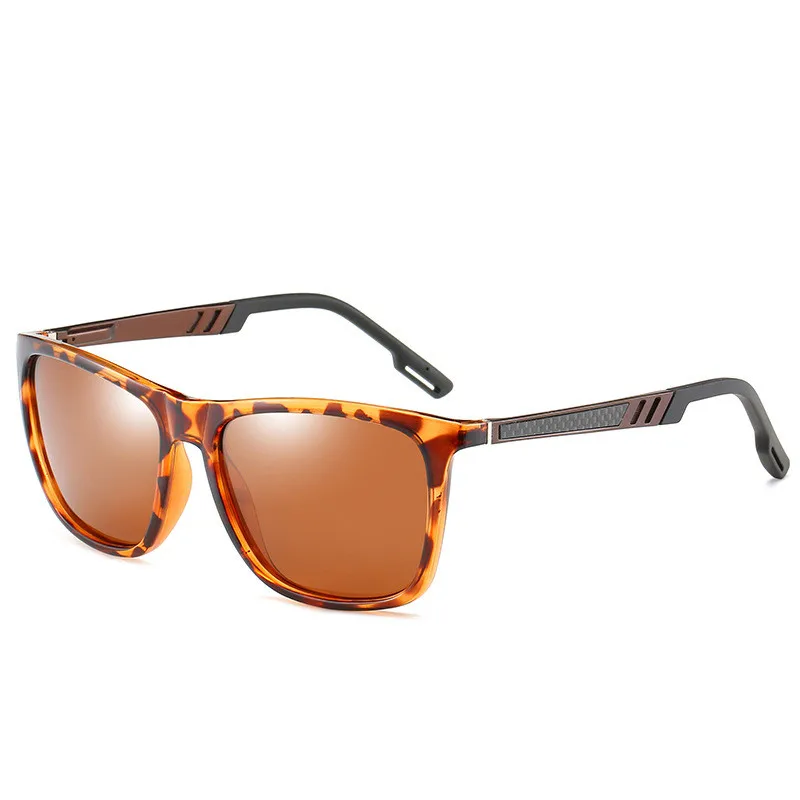 LeonLion поляризованные Oculos De Sol Masculino брендовые дизайнерские классические винтажные уличные мужские солнцезащитные очки для вождения UV400 - Цвет линз: LeopardTea