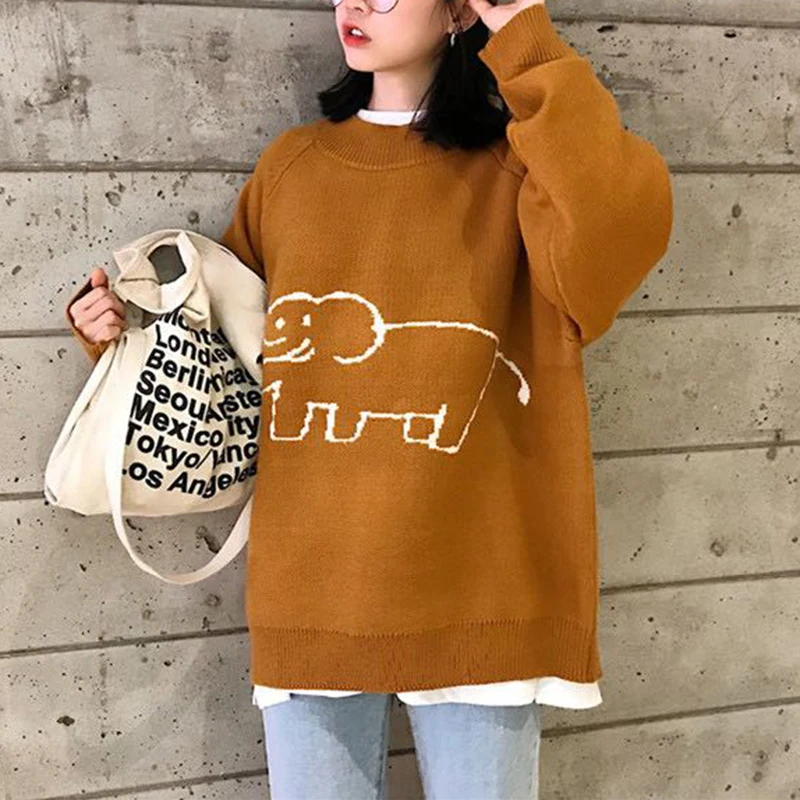 Свитер PERHAPS U женский с длинным рукавом вязаные пуловеры круглым вырезом и